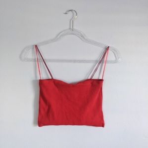 Zara | Tops | Zara Spaghetti Strap Square Red Crop Tank Tube Top | Poshmark